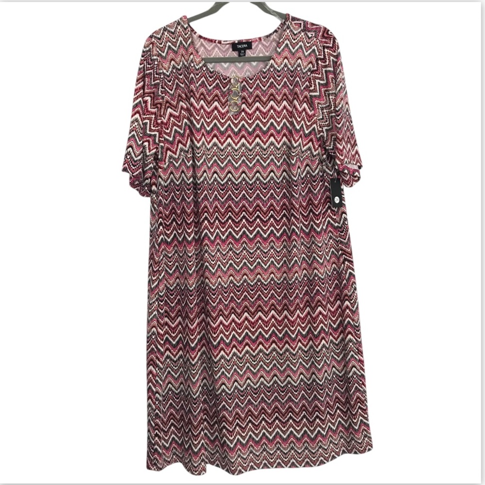 TACERA Vibrant Zigzag Pattern Dress